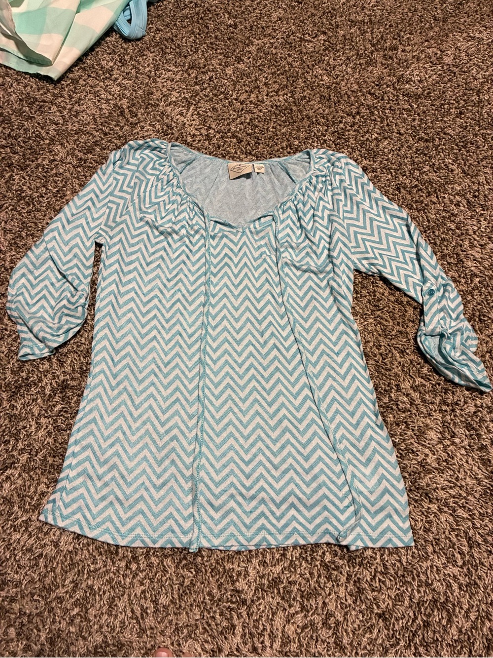 St. John's Bay Light Blue Chevron Scoop Neck Tunic